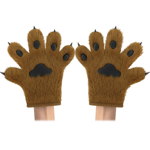 Soft Furry Wolf Animal Paws Claws Golves Mittens Cosplay Fancy Party Costume Accessories