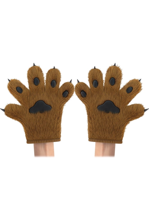 Soft Furry Wolf Animal Paws Claws Golves Mittens Cosplay Fancy Party Costume Accessories