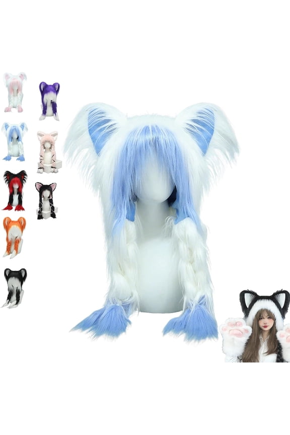 Soft Fursuit Cat Ears Headwear,Stay Warm, Look Adorable,for Halloween Cosplay Costume Party Head Accessories