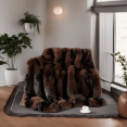 thumbnail image 1 of Soft Fuzzy Faux Fur Throw Blanket - Fluffy Warm Cozy Lightweight Reversible chocolate Fur Plush Sherpa Blanket, 50" x 60", 1 of 5