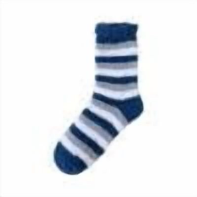 Soft Fuzzy Striped Crew Socks for Unisex,Warm Fleece Lined Cozy Socks for Indoor Winter and Sleep Wear Dark Blue