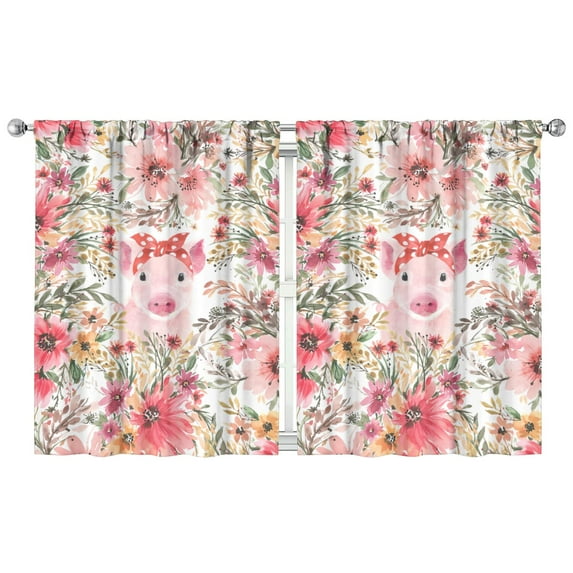 Soft Garden Inspired Curtains 42x54 Inch, 2 Panels Rod Pocket Blackout Drapes for Bedroom and Daily Use