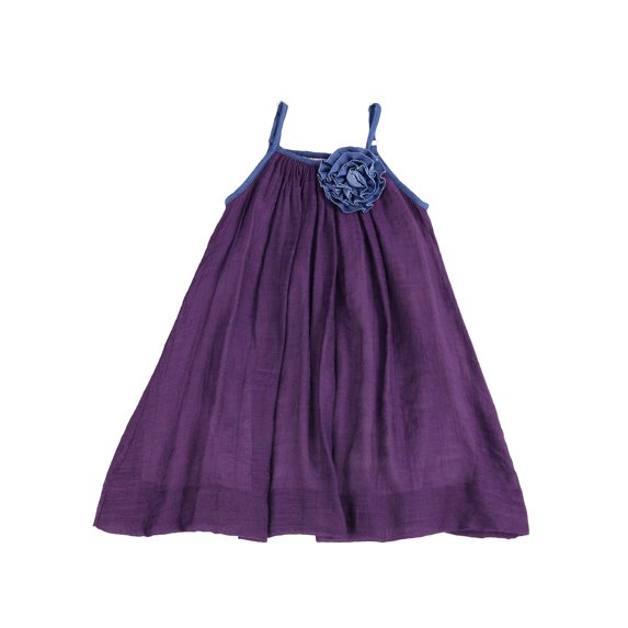 Soft Gauze-Cotton Moorea-Tropical A-Line Resort Dress for Toddlers and Girls (Grapevine Purple, 2T)