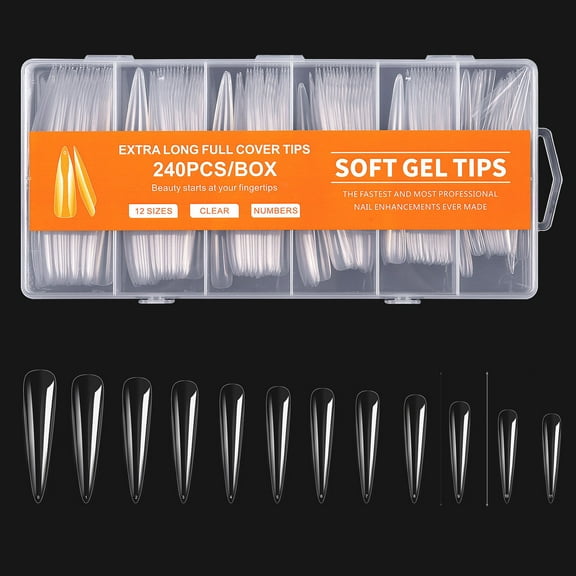 Soft Gel False Nails Clear Press on Fake Nail Tips for DIY Manicure Soak Off