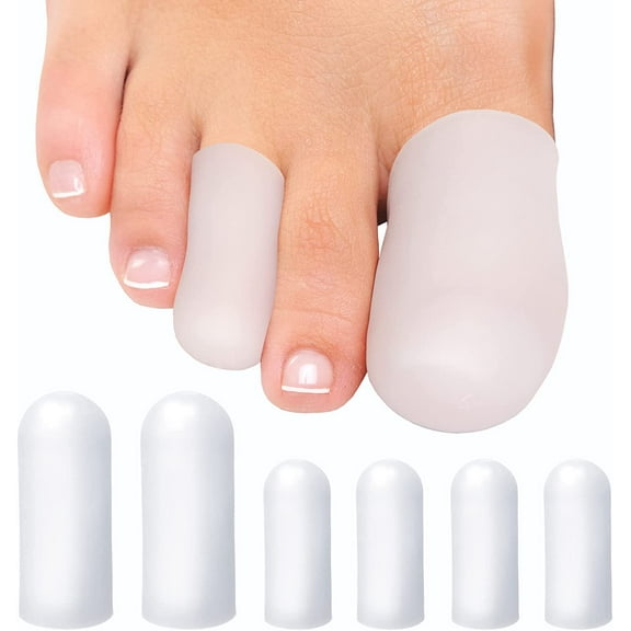 Soft Gel Toe Cap - 6 Big Toe Protectors for Women & Men, Cushioning Toe Sleeves for Relief