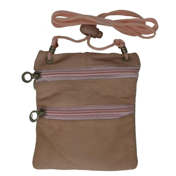 Soft Genuine Leather Purse Organizer Shoulder Bag 3 Zipper Pocket Travel Wallet 537 (C)