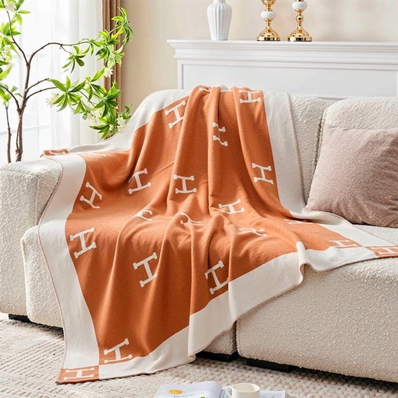 Soft Geometric Jacquard Throw Blanket 51"x71" Lightweight for Sofa Nap Travel Air Conditioning Use