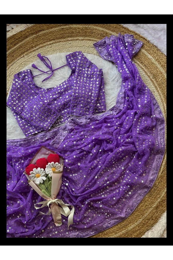 Soft Georgette Saree with Ready Blouse, Cultural Wear for Women