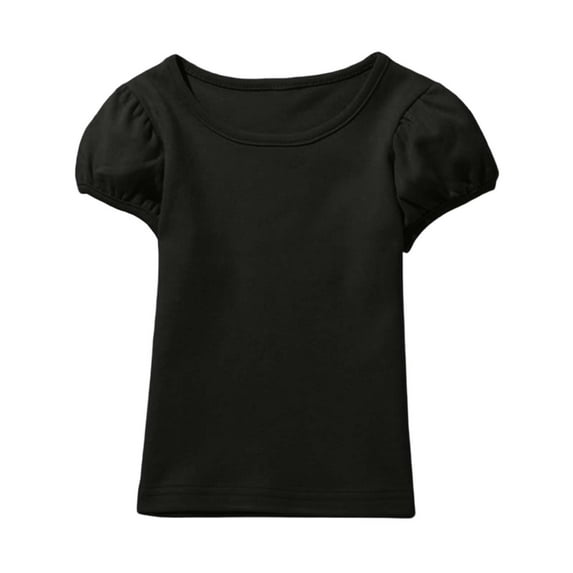 Soft Girls Puff Sleeve T-Shirt Comfortable Casual Short Sleeve Top for Toddler and Kids Everyday Wear