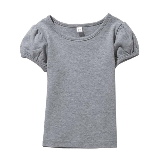 Soft Girls Puff Sleeve T-Shirt Comfortable Casual Short Sleeve Top for Toddler and Kids Everyday Wear