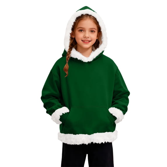 Soft Girls Pullover Hoodie with Front Pocket, Cozy Sweatshirt for Kids Casual Wear and Outdoors