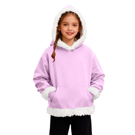 Soft Girls Pullover Hoodie with Front Pocket, Cozy Sweatshirt for Kids Casual Wear and Outdoors