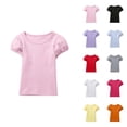 thumbnail image 1 of Soft Girls Short Sleeve T Shirt with Puff Sleeves, Polka Swiss Dots Tops for Kids, Casual Summer Blouse Tunic Tee [Feature+Name], main Product Details, subordinate Product Details, 1 of 4