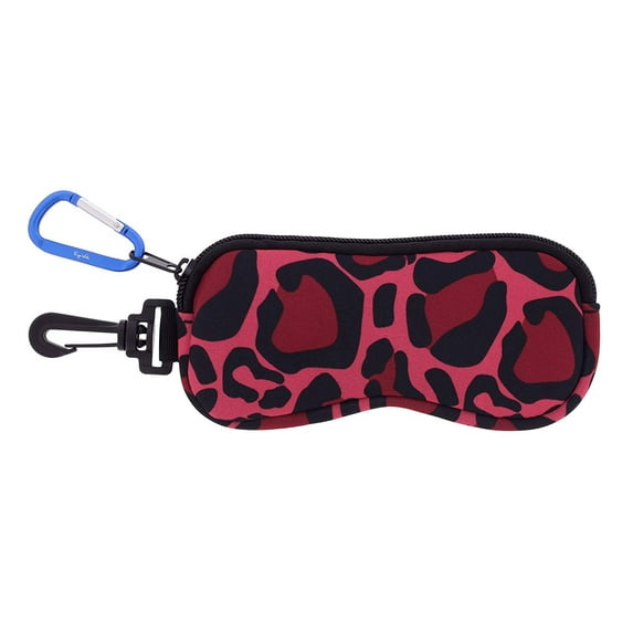 Soft Glasses Case For Men & Women, Zip-Up Case With Hook & Carabiner, Pink Camo