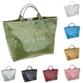 thumbnail image 1 of Soft Glossy PVC Tote Bag for Women, Red, Lightweight Large Handbag for Daily Shopping Commute, 1 of 7