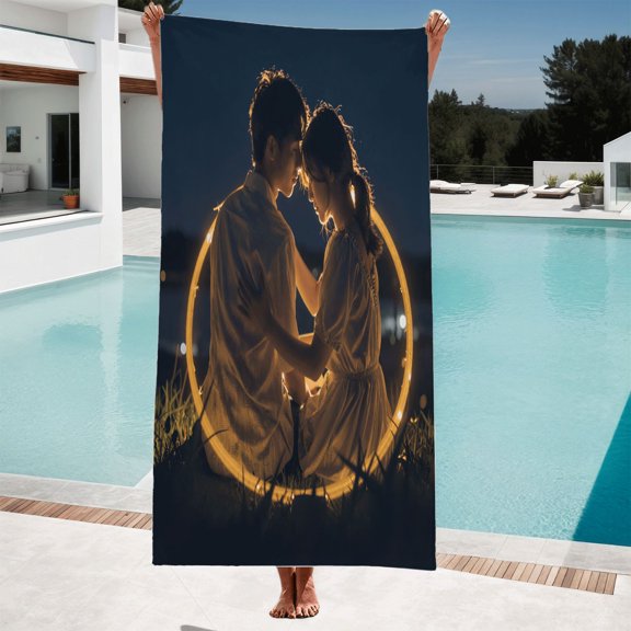 Soft Glow Beach Towel - Romantic Nighttime Design Perfect for Poolside Travel & Bathing Cozy & Stylish for Every Occasion