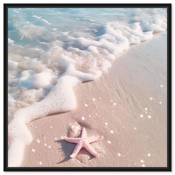 Soft Glow of Starfish Canvas Glam Beach Art by Art Remedy, Black Frame, 40" x 40"