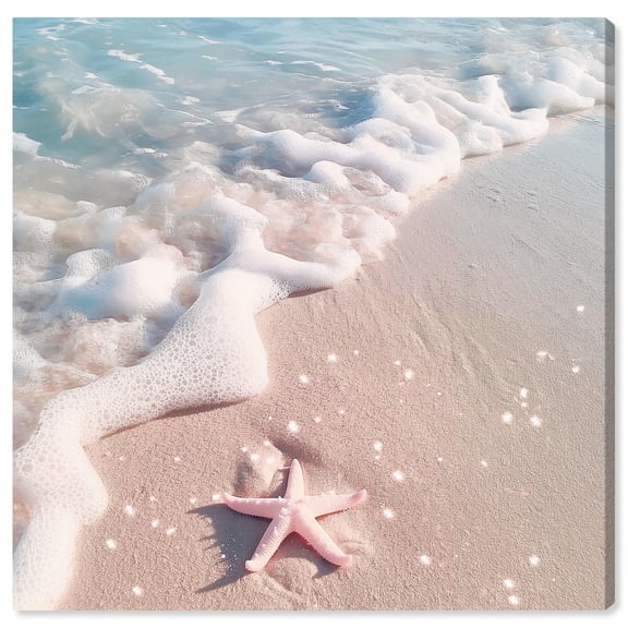 Soft Glow of Starfish Canvas Glam Beach Art by Art Remedy, Gallery Wrapped, 12" x 12"