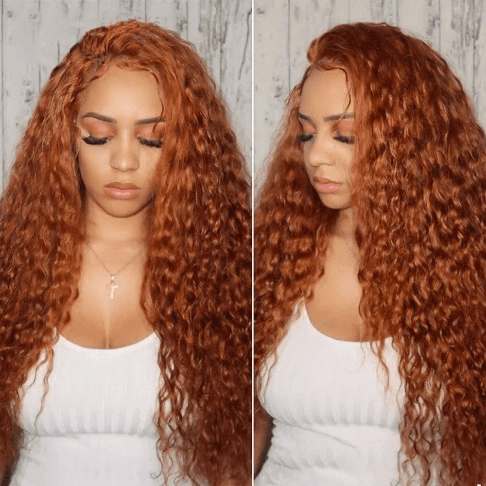 Soft Glueless 180% Density Ginger Synthetic Hair |Orange Kinky Curly Lace Front Wig | 26 Inch Long Preplucked Baby Hair & Heat Resistant | Glueless Daily Wig for Women)