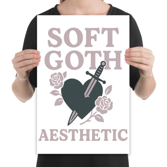 Soft Goth Aesthetic Art - Cozy Bedroom Decor - 13x19 Poster Print - Wall Art
