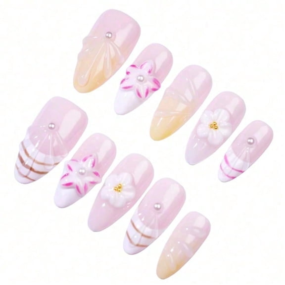 Soft Gradient Pastel Press-On Nails – Long Square with Glitter, Perfect for Spring Celebrations, Easter Events, and Soft, Elegant Nails with Effortless Application