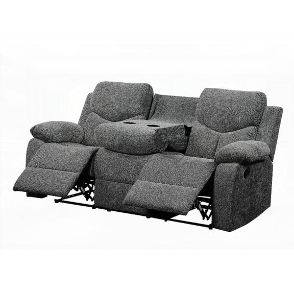 Soft Gray Chenille Sofa with Drop Down Table - Comfort & Sophistication