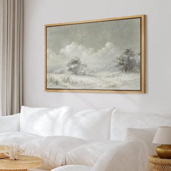 Soft Gray White Winter Countryside Unframed Paper Print