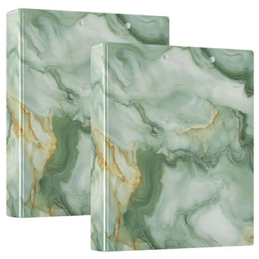 Soft Green Marble Hardcover 3 Ring Binder 1.5” Round Rings Letter Size Paper Pockets for School Office Supplies