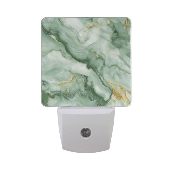 Soft Green Marble Night Light 2 Pack LED Nightlight Plug into Wall Dusk to Dawn Sensor Soft White