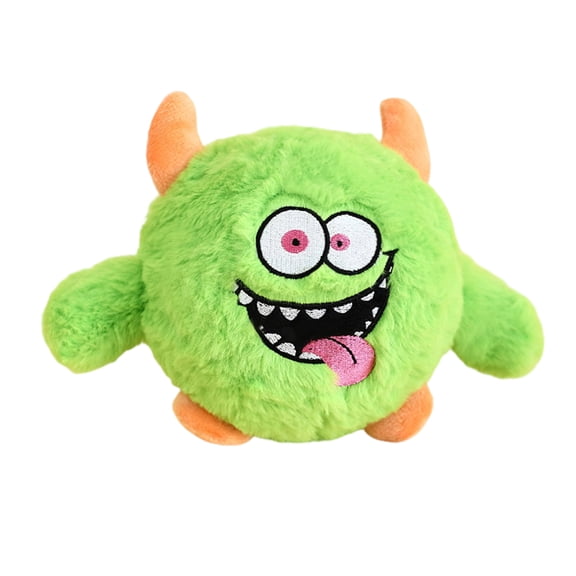 Soft Green Plush Monster Toy for Cats and Small Dogs – Spiky Texture, Large Expressive Eyes, Durable Chew-Resistant Design for Interactive Play at Home