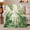 thumbnail image 1 of Soft Green Tropical Palm Leaves and Misty Botanical Foliage, Botanical Rainforest Art for Plant Lovers, Birthday Gift, Cozy Flannel Blanket for Bedroom, Fresh Home Decor, 1 of 9