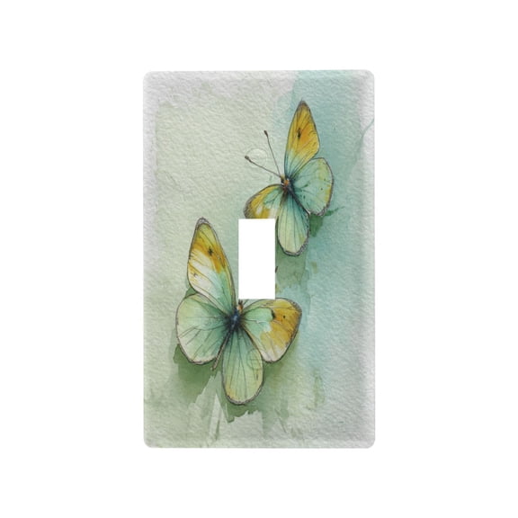Soft Green Wing Pairs Decorative Wall Plate, Flame Retardant PC Plastic Light Switch & Outlet Cover with Mounting Screws Fits Toggle Switch