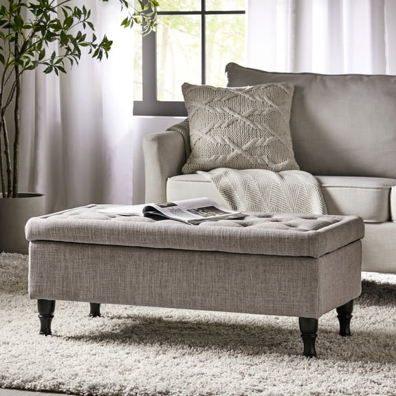 Soft Grey Upholstery, Storage Function - Suitable for Various Indoor Spaces