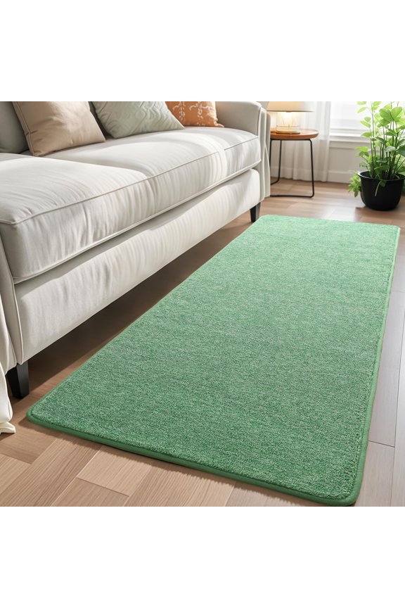 Soft Hallway Runner Rug  2x8 Bedside Rugs For Bedroom Living Room Non Slip Washable Modern Memory Foam Low Pile Kitchen Dorms Decor Green