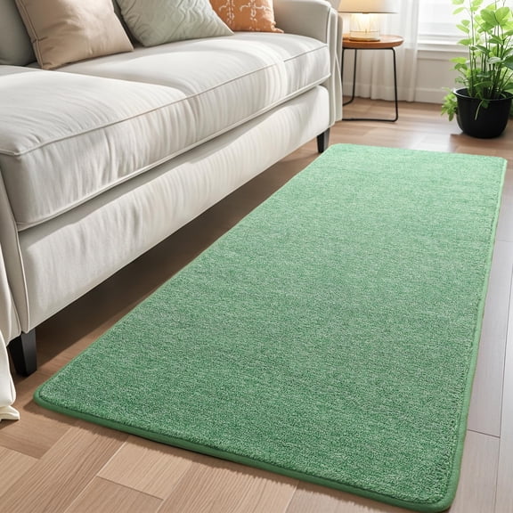 Soft Hallway Runner Rug 2x8 Bedside Rugs For Bedroom Living Room Non Slip Washable Modern Memory Foam Low Pile Kitchen Dorms Decor Green