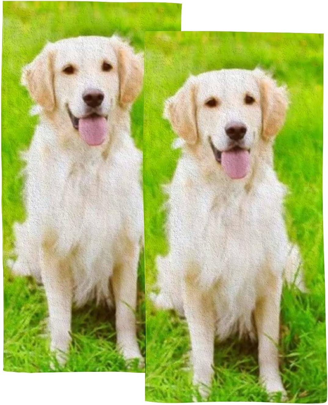 Soft Hand Fingertip Towels 2 Pcs Face Bath Towels Happy Golden Retriever Dog Sitting on The Green Grass Absorbent Washcloths for Bathroom Hotel Kitchen 30x15in Walmart