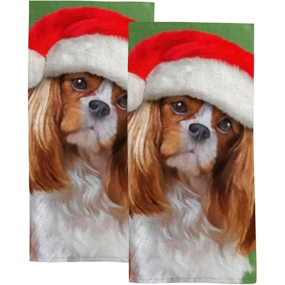 Soft Hand Fingertip Towels, 2 Pcs Face Bath Towels Cute Cavalier King Charles Spaniel Absorbent Washcloths for Bathroom Hotel Kitchen, 30"x15", Absorbent Soft Hand Fingertip Towels