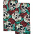 thumbnail image 1 of Soft Hand Fingertip Towels 2 Pcs Face Bath Towels Roses Skulls Absorbent Washcloths for Bathroom Hotel Kitchen 30x15in, 1 of 6