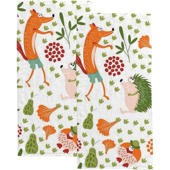 Soft Hand Fingertip Towels, 2 Pcs Face Bath Towels Sly Fox Absorbent Washcloths for Bathroom Hotel Kitchen, 30"x15", Absorbent Soft Hand Fingertip Towels
