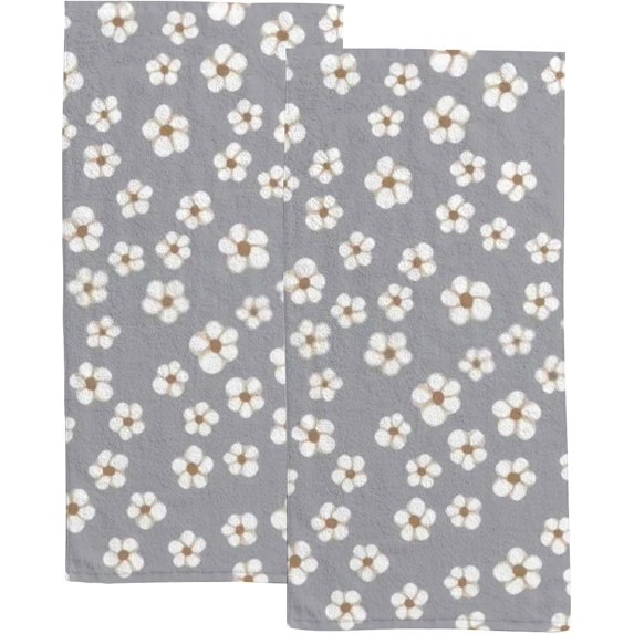 Soft Hand Fingertip Towels, 2 Pcs Face Bath Towels Small Simple Flowers Absorbent Washcloths for Bathroom Hotel Kitchen, 30"x15"