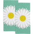 thumbnail image 1 of Soft Hand Fingertip Towels, 2 Pcs Face Bath Towels White Daisy Flower Absorbent Washcloths for Bathroom Hotel Kitchen, 30"x15", 1 of 6
