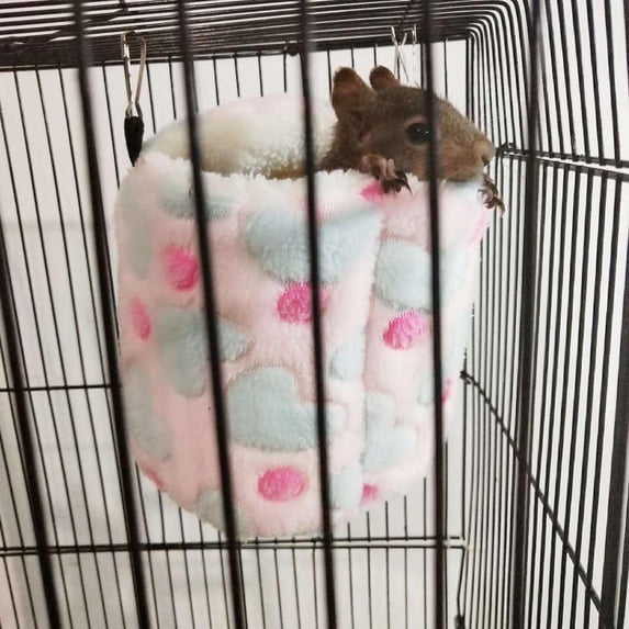 Soft Hanging Cat Hammock, Small Animal Cage Hammock Bed Swing For Squirrel Guinea- Chinchilla Hamster Ferret - 2 Colors Optional Pink