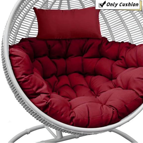 Soft Hanging Egg Seat Cushion (ONLY Cushion, WITHOUT CHAIR) Thick Swing Egg Chair Pad Cushion Soft Hammock Replacement Pad with Headrest for Indoor Outdoor Garden Patio