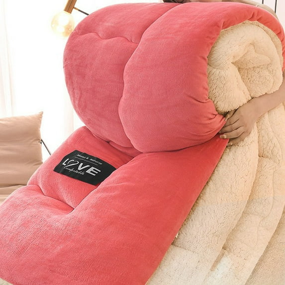 Soft Heavy Plush Velvet Blanket Double-Sided Quilt for Winter,Super Warm Thickened Cotton Quilt,Queen Size Comfortable Warmth Plush Breathable Velvet Quilt,Christmas Bedding