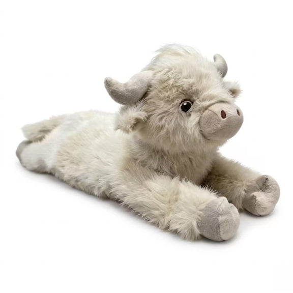 Soft Highland Cattle Plush, 16-Inch Large Stuffed Animal Highland Cow, Fluffy Lying Position Cow Toy for Kids & Adults, Boho Farmhouse Nursery Decor Gift