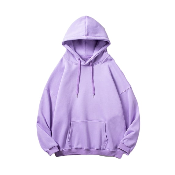 Soft Hoodies for Men Cotton Plain Pullover Long Sleeve Top Hooded Sweatshirt with Front Pocket Loose Jumpers (4X-Large, Purple)