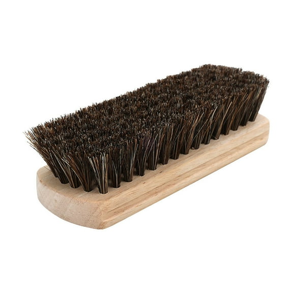 Soft Horsehair Shoe Polish Brush Solid Wood Handle Leather Cleaning Buffing Tool For Boots Brown
