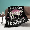 thumbnail image 1 of Soft Horses Blanket Just Girl Loves Horses Plush Blankets Cozy Fleece Flannel Blanket for Kids Women Living Room Bed Sofa Couch 60"x50" Medium for Boys Girls, 1 of 6