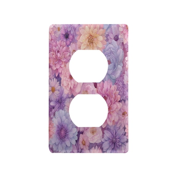 Soft Hue Florals Decorative Wall Plate, Flame Retardant PC Plastic Light Switch & Outlet Cover with Mounting Screws Fits Duplex Outlets