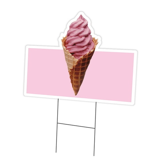 Soft Ice Cream Waffle Cone Yard Sign 12" X 16" & Stake | Advertise Your Business | Stake Included Image On Front Only | Made in The USA
